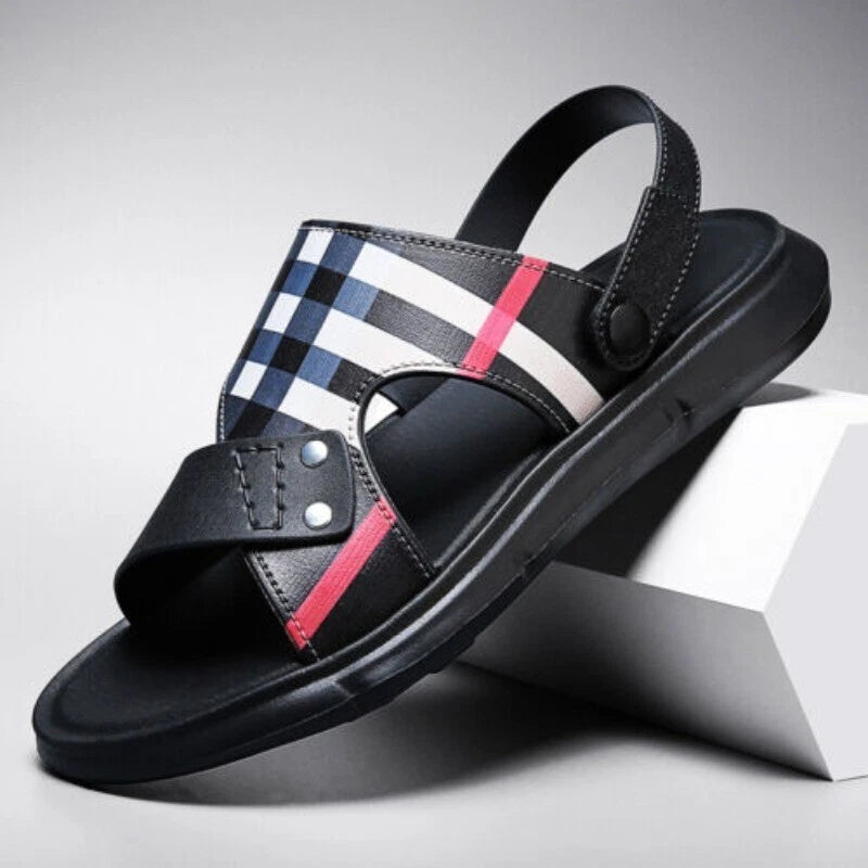 Summer Men Casual Genuine Leather Sandals Sports Beach Shoes Soft Home Slippers