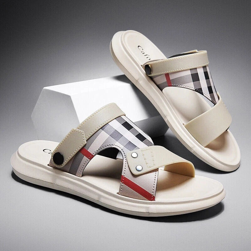Summer Men Casual Genuine Leather Sandals Sports Beach Shoes Soft Home Slippers