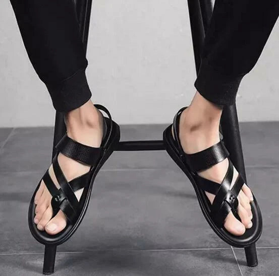 Mens Roman Casual Shoes Beach Flats Sandals Flip Flops Summer Strappy Slippers