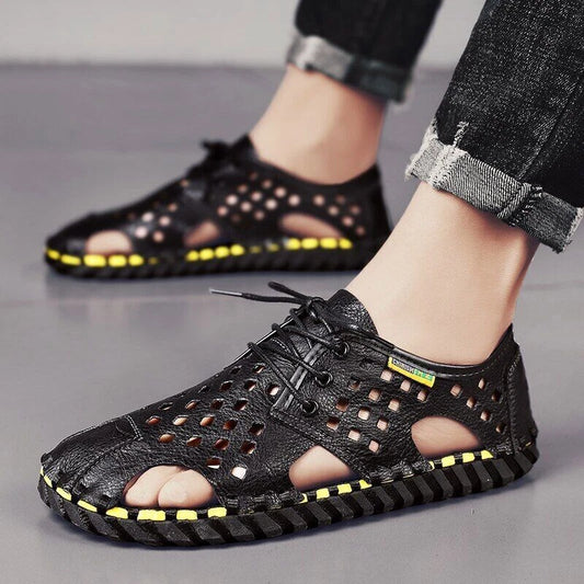 Men's Summer Sandals Casual Shoes Non-Slip Leather Outdoor Beach Slippers