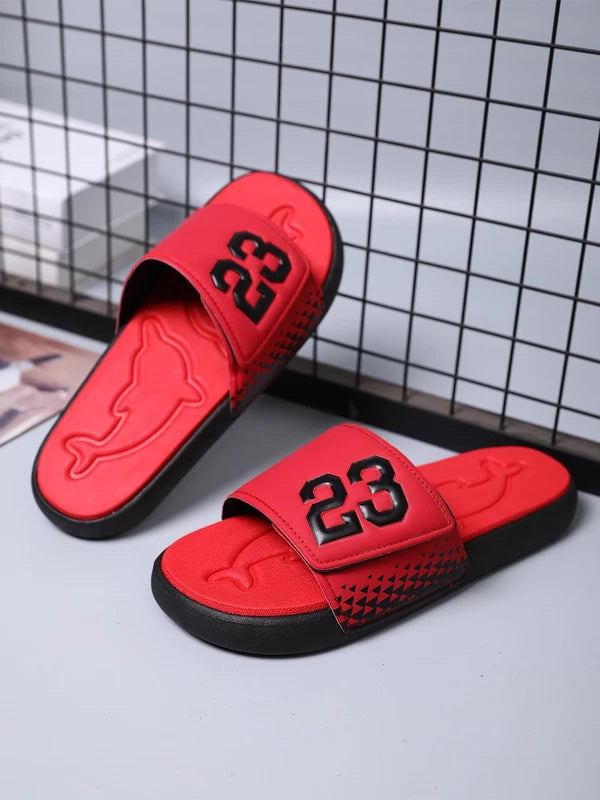 Men's Sport Slide Sandals, Flexible Midsole Comfort Casual Beach Slide, Red 11