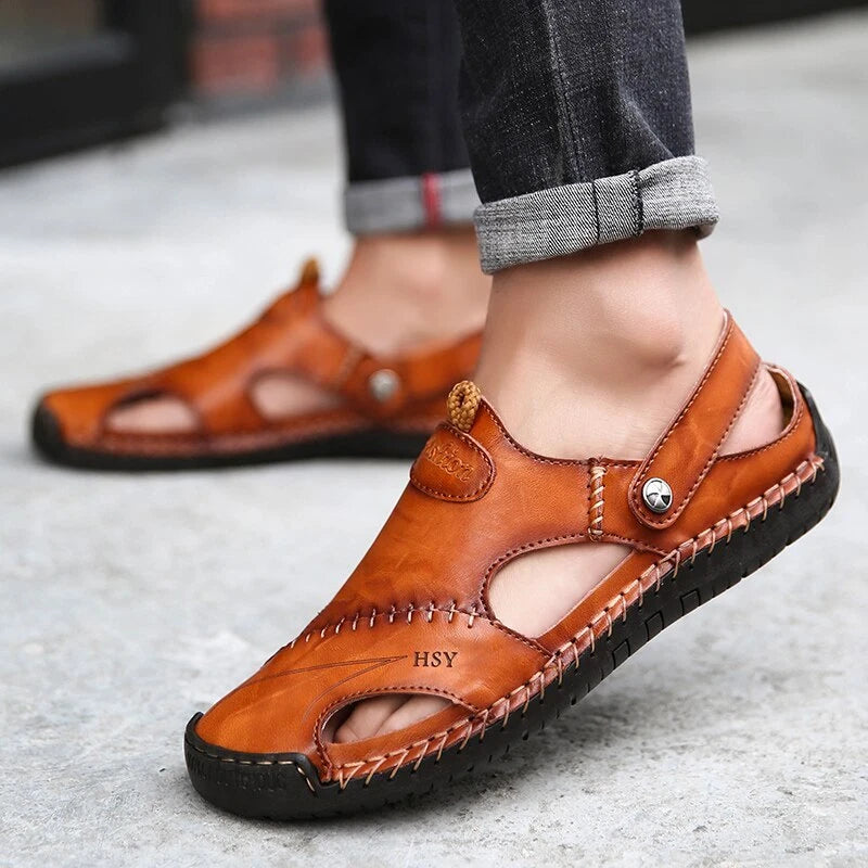 Men's Beach Slippers Slip-on Outdoor Casual Shoes Non-slip Breathable Sandals