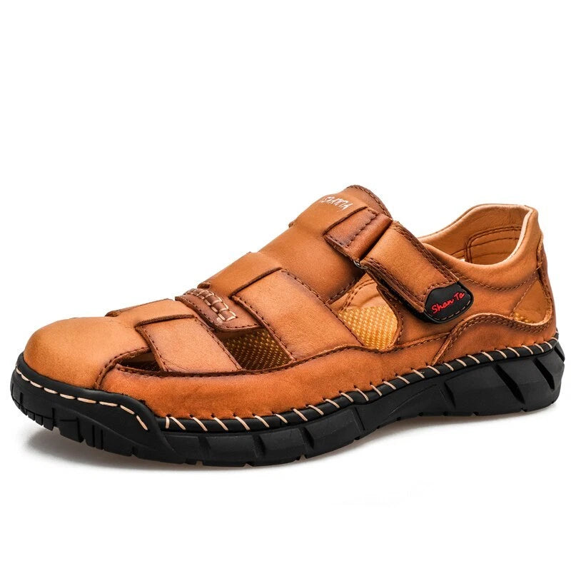Genuine Leather Men's Sandals Breathable Beach Slippers Comfortable Casual Shoes