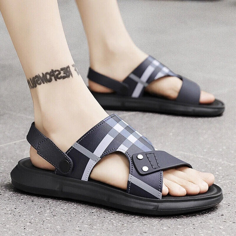 Summer Men Casual Genuine Leather Sandals Sports Beach Shoes Soft Home Slippers