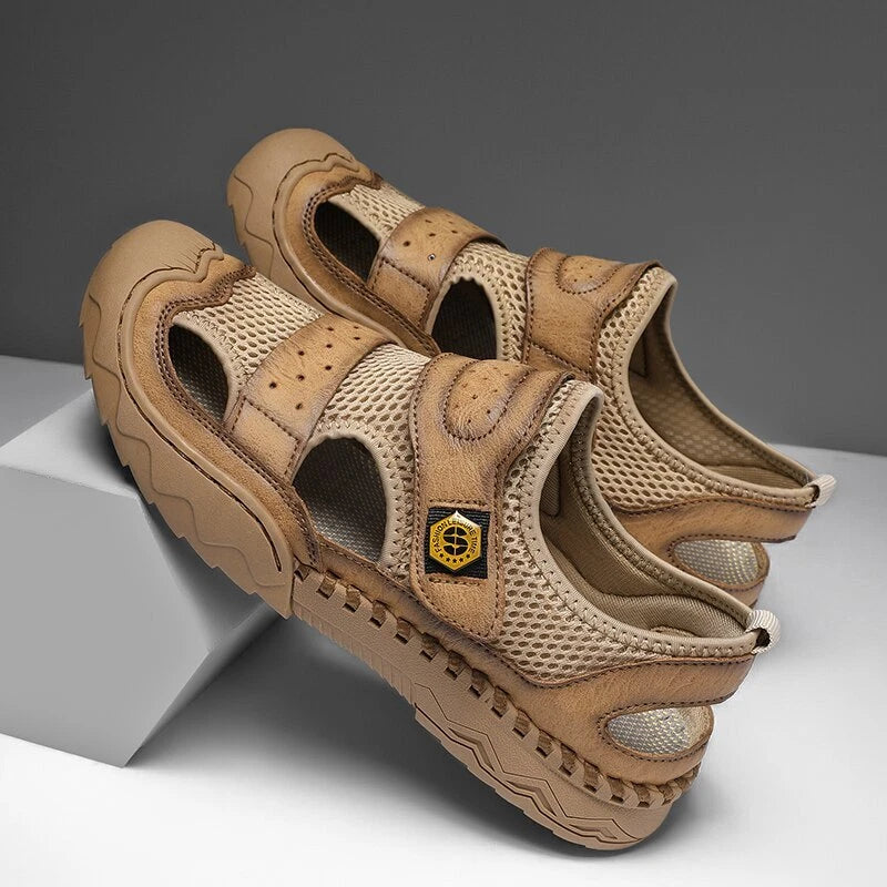 Summer Fashion Leather Breathable Beach Sandals Non-slip Casual Slipper