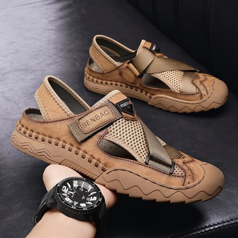 Summer Fashion Leather Breathable Beach Sandals Non-slip Casual Slipper