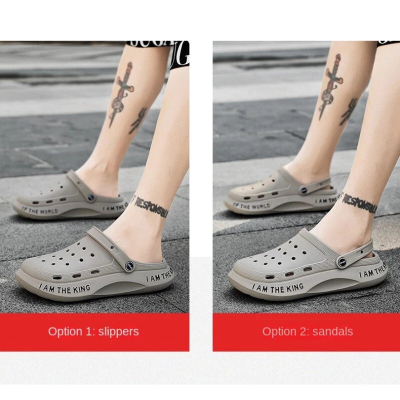 Hole Shoes Men's Slippers Outdoor Non-slip Beach Sandals Swimming Slip Resistant