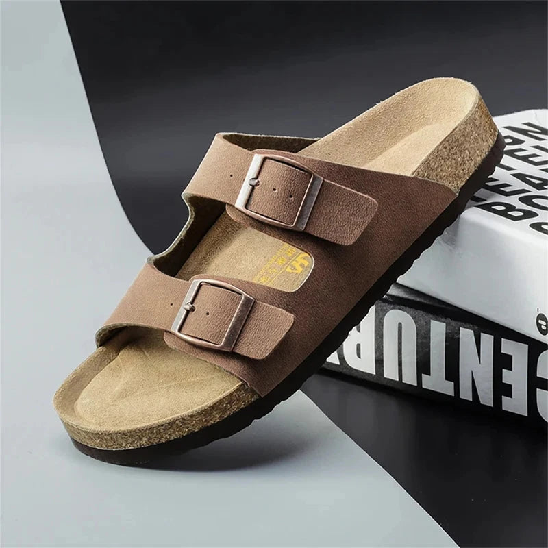 Men Sandals Summer Leather Men's Sandals Women Slippers Non-Slip  Outdoor Beach