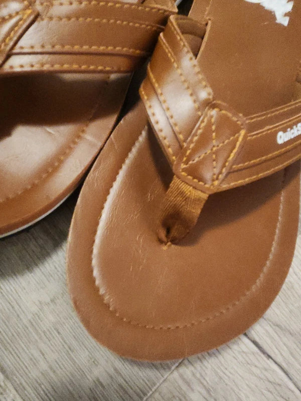 Quickshark Mens Flip Flops Leather Thong Sandals Arch Support Beach Slippers