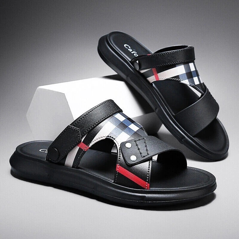 Summer Men Casual Genuine Leather Sandals Sports Beach Shoes Soft Home Slippers
