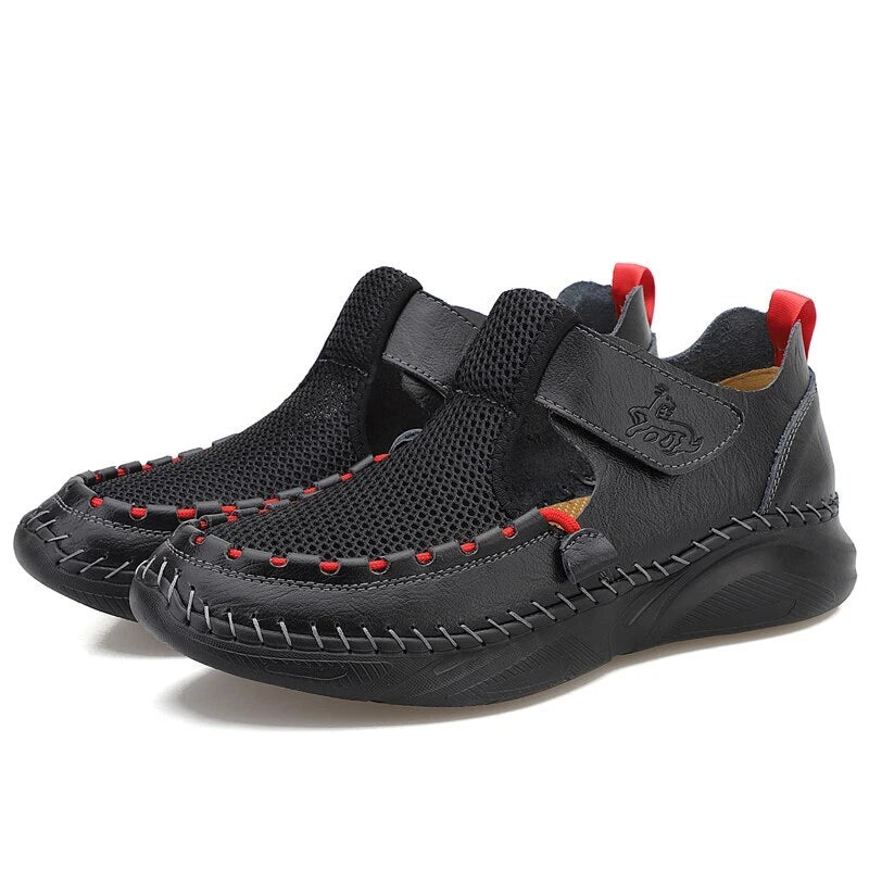 Summer Sandals Leather Men Shoes Mesh Casual Beach Climbing Water Slipper