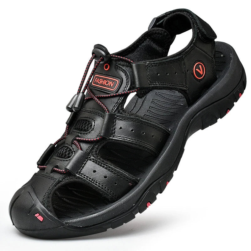 Genuine Leather Mens Casual Sandals Summer Outdoor Beach Roman Walking Slippers