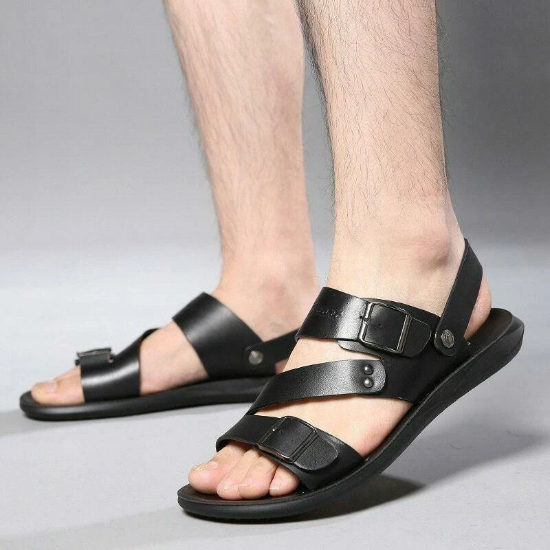 Mens faux Leather Summer Sandals outdoor beach Casual Shoes slipper Sandles