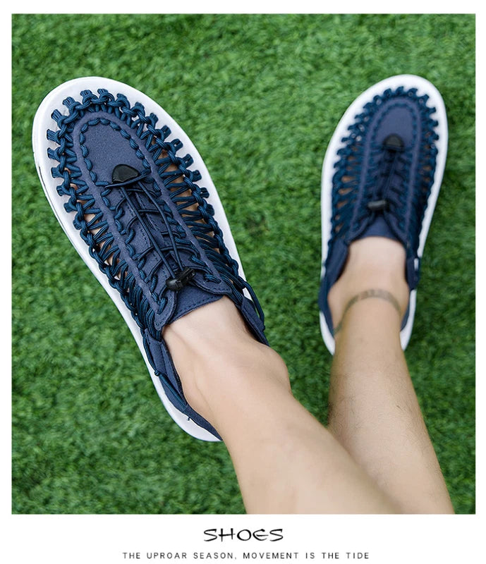Summer Men Sandals Fashion Handmade Weaving Breathable Casual Beach Slipper