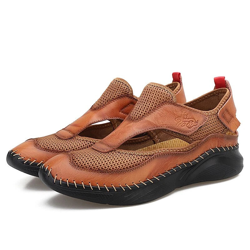 Summer Sandals Leather Men Shoes Mesh Casual Beach Climbing Water Slipper