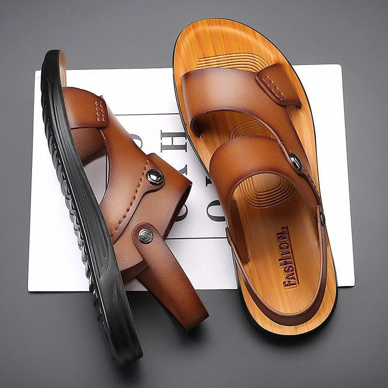 Summer Men Microfiber Leather Sandals Casual Sports Beach Shoes Home Slippers