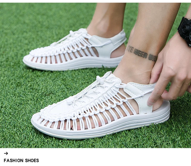 Summer Men Sandals Fashion Handmade Weaving Breathable Casual Beach Slipper