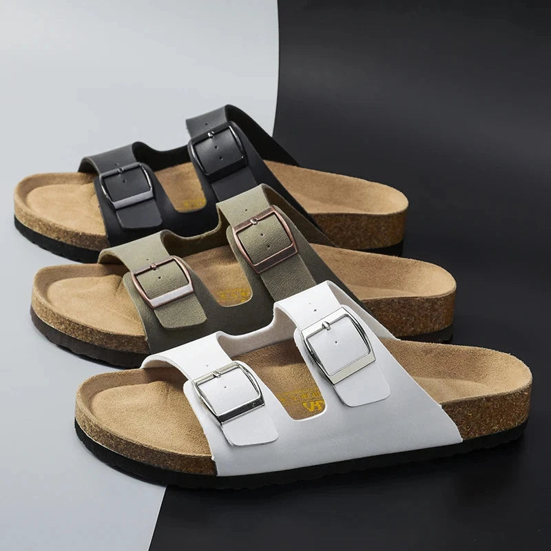 Men Sandals Summer Leather Men's Sandals Women Slippers Non-Slip  Outdoor Beach