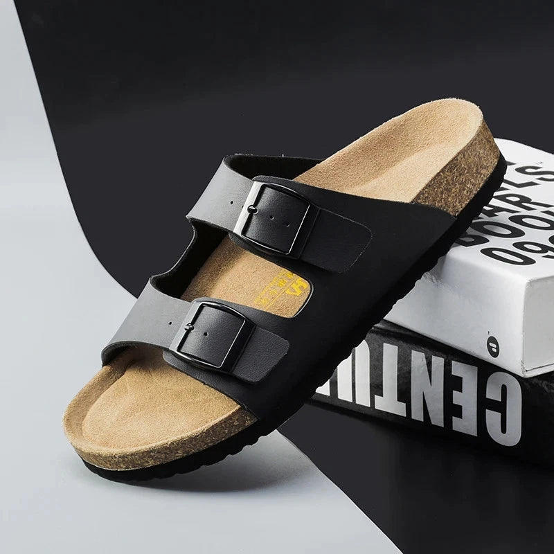 Men Sandals Summer Leather Men's Sandals Women Slippers Non-Slip  Outdoor Beach