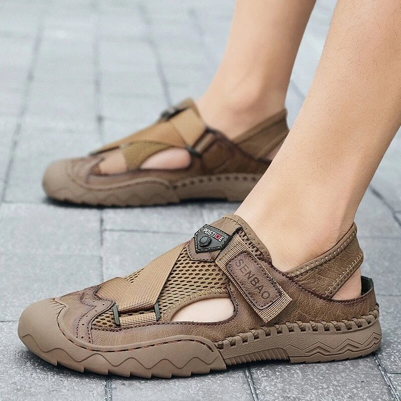 Summer Fashion Leather Breathable Beach Sandals Non-slip Casual Slipper