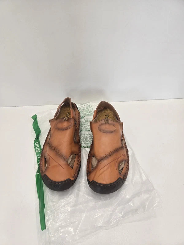 Mens Breathable Sandals Large Size Soft LeatherAdjustable Slipon Outdoor Sandals