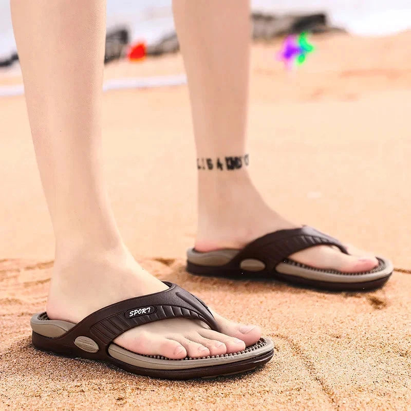 Massage Flip Flops for Men Summer Breathable Beach Shoes Sandals Men Luxury Flip
