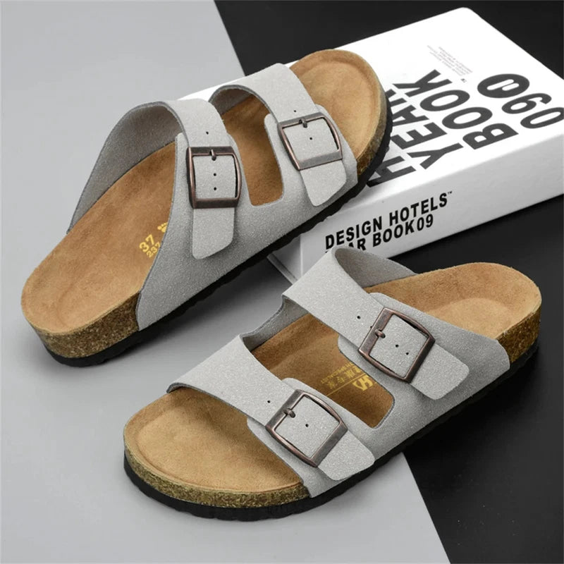 Men Sandals Summer Leather Men's Sandals Women Slippers Non-Slip  Outdoor Beach