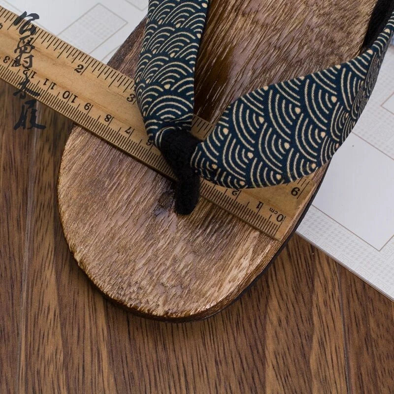 Men Summer Japan Geta Clogs Flip Flops Thong Sandals Wooden Slippers Shoes Beach