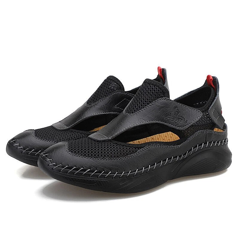 Summer Sandals Leather Men Shoes Mesh Casual Beach Climbing Water Slipper