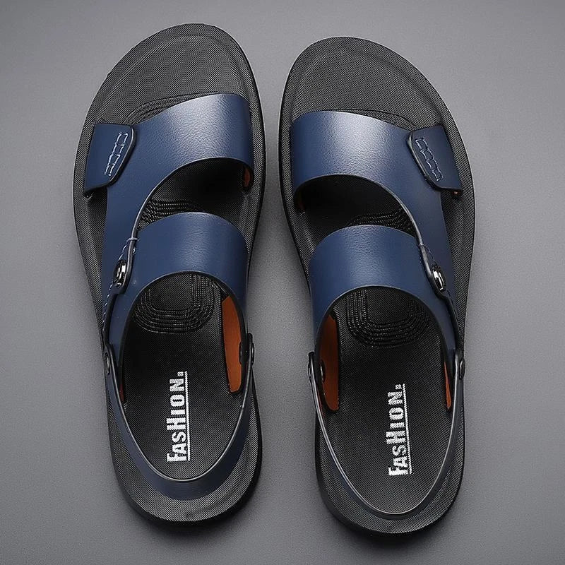 Summer Men Microfiber Leather Sandals Casual Sports Beach Shoes Home Slippers