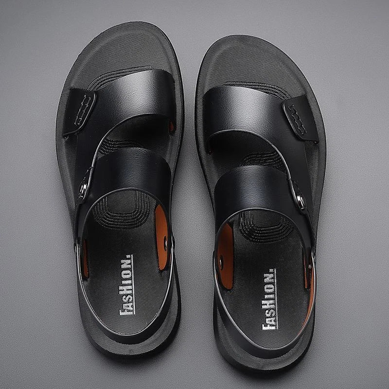Summer Men Microfiber Leather Sandals Casual Sports Beach Shoes Home Slippers