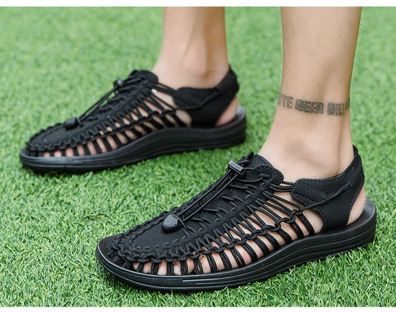 Summer Men Sandals Fashion Handmade Weaving Breathable Casual Beach Slipper