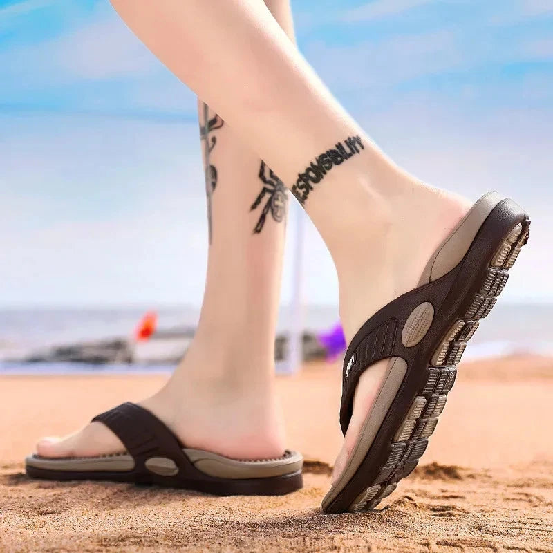 Massage Flip Flops for Men Summer Breathable Beach Shoes Sandals Men Luxury Flip