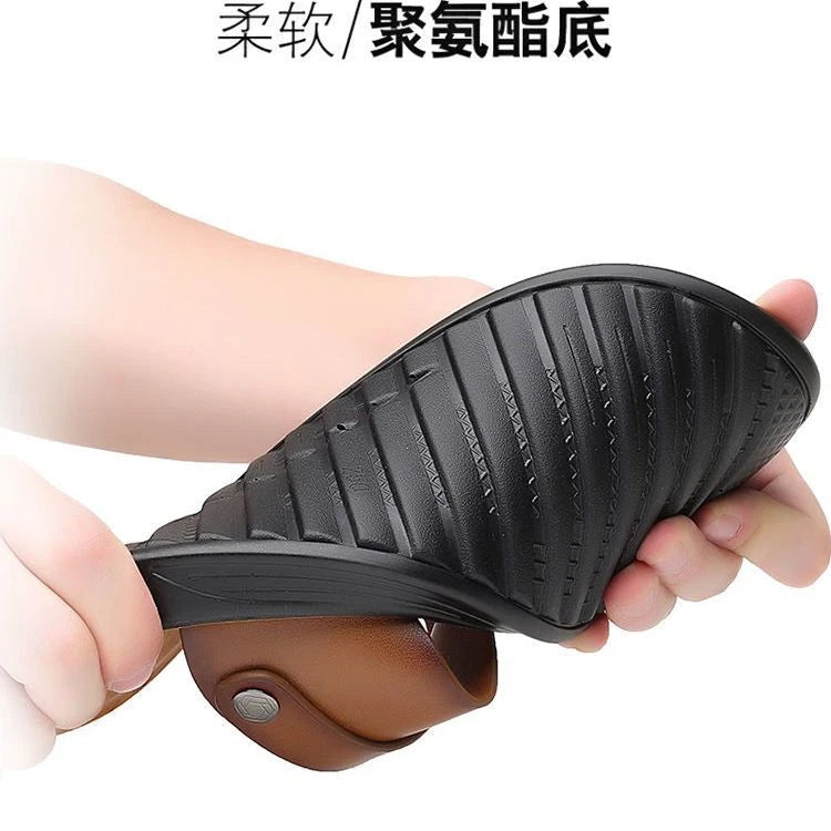 Summer Men Microfiber Leather Sandals Casual Sports Beach Shoes Home Slippers