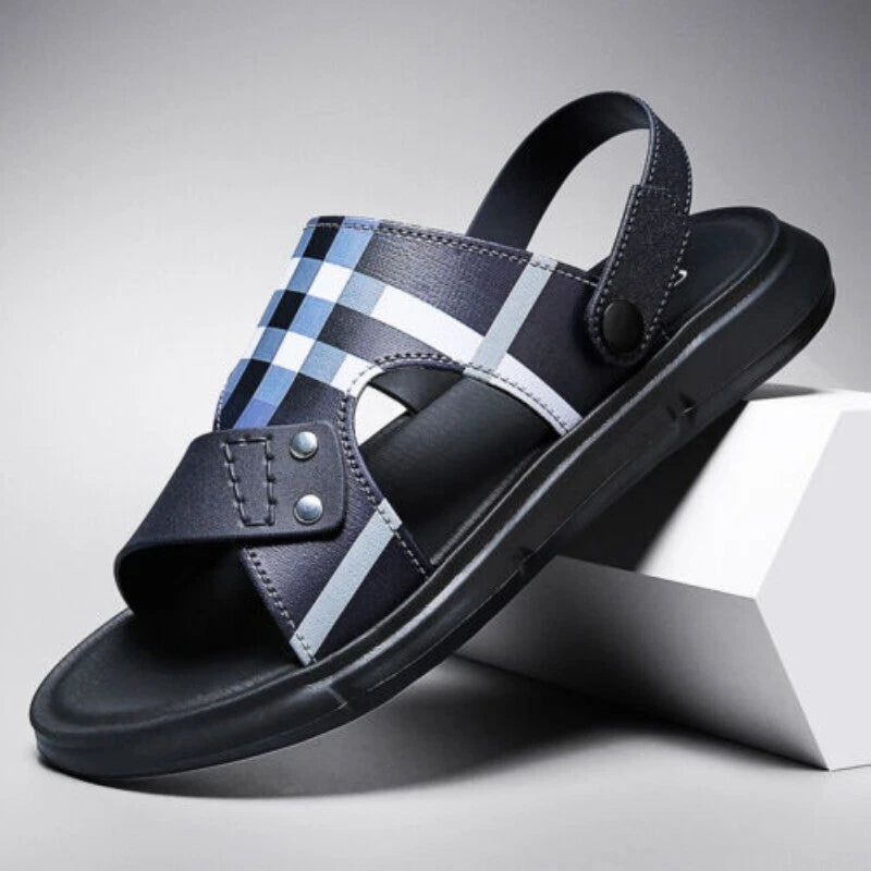 Summer Men Casual Genuine Leather Sandals Sports Beach Shoes Soft Home Slippers