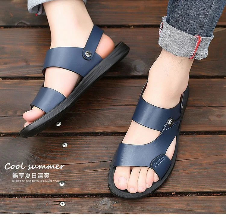 Summer Men Microfiber Leather Sandals Casual Sports Beach Shoes Home Slippers