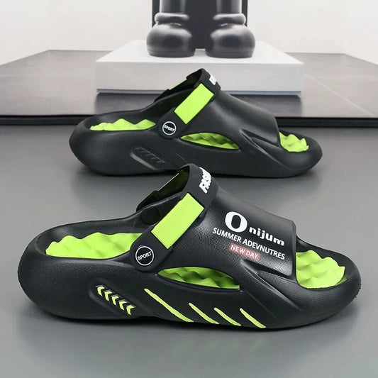 New Men Slippers 2025 Summer Soft-soled Platform Slides Sandals Beach Flip Flops