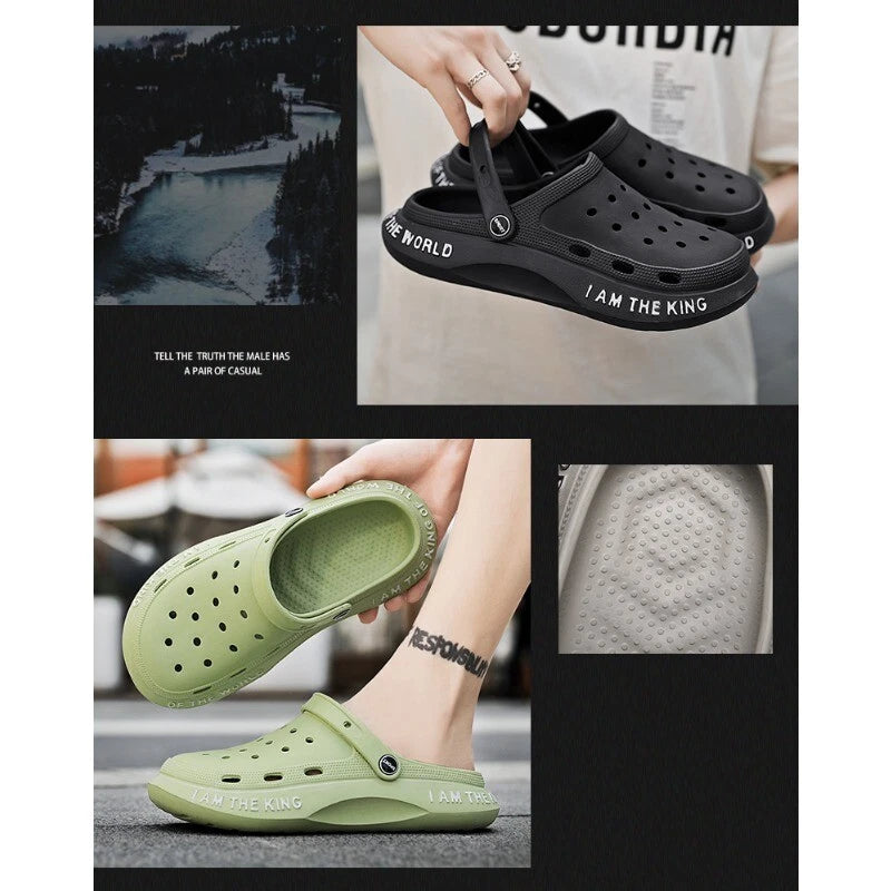 Hole Shoes Men's Slippers Outdoor Non-slip Beach Sandals Swimming Slip Resistant