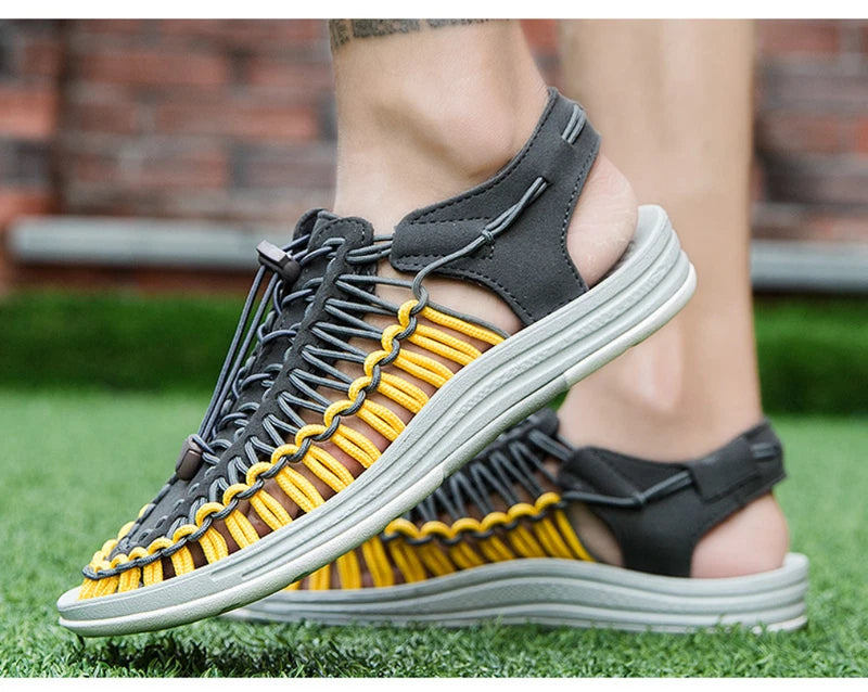 Summer Men Sandals Fashion Handmade Weaving Breathable Casual Beach Slipper
