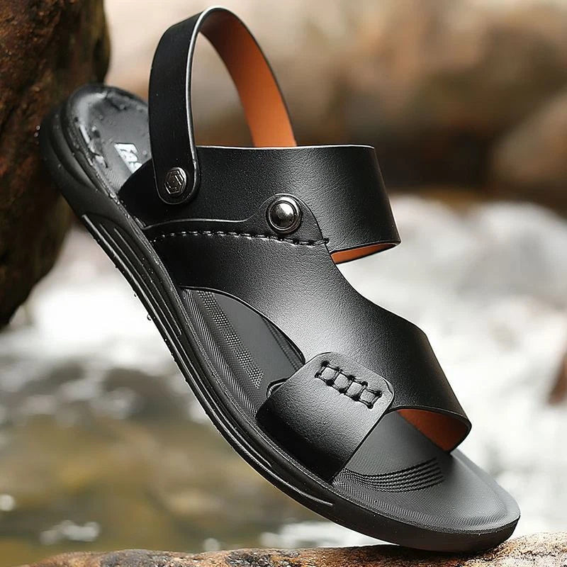 Summer Men Microfiber Leather Sandals Casual Sports Beach Shoes Home Slippers