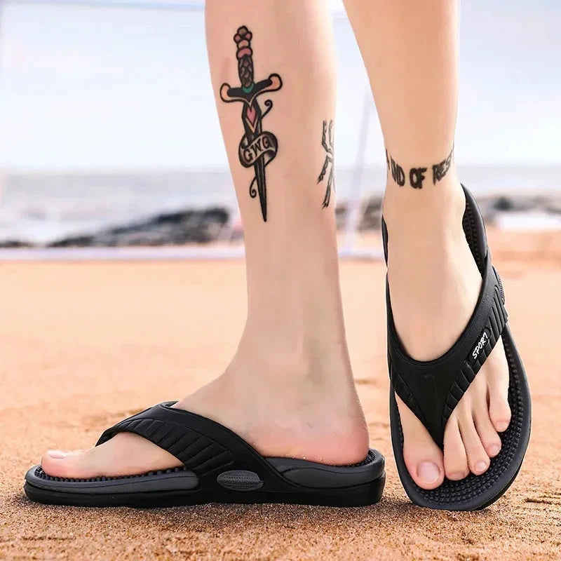 Massage Flip Flops for Men Summer Breathable Beach Shoes Sandals Men Luxury Flip