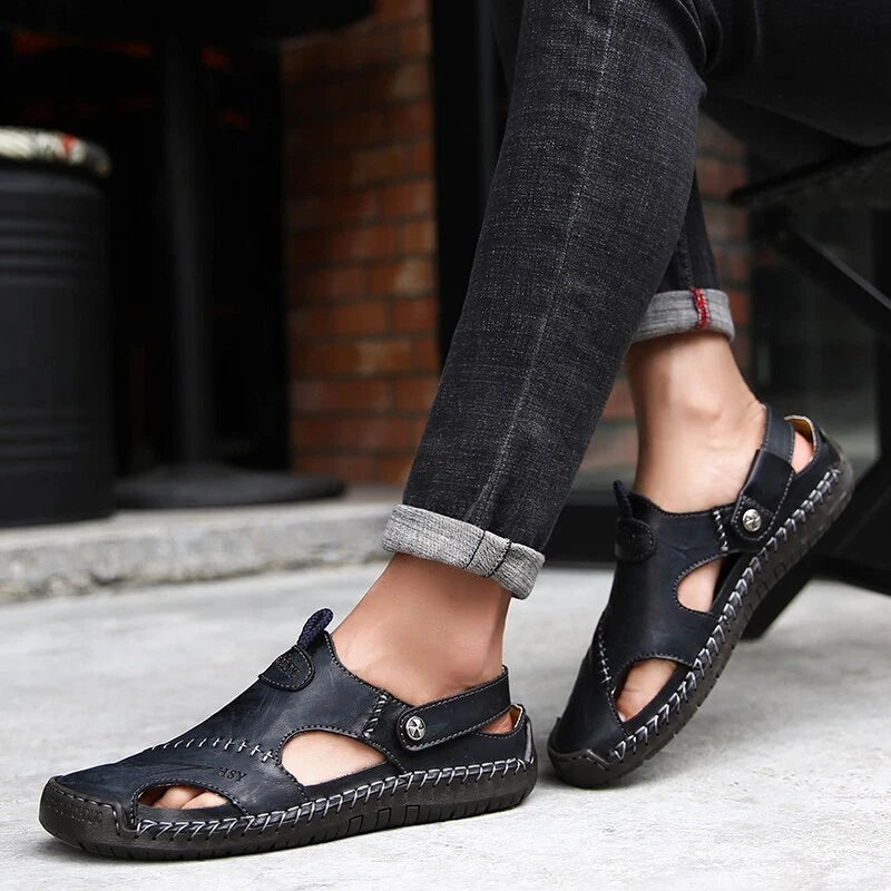 Men's Beach Slippers Slip-on Outdoor Casual Shoes Non-slip Breathable Sandals