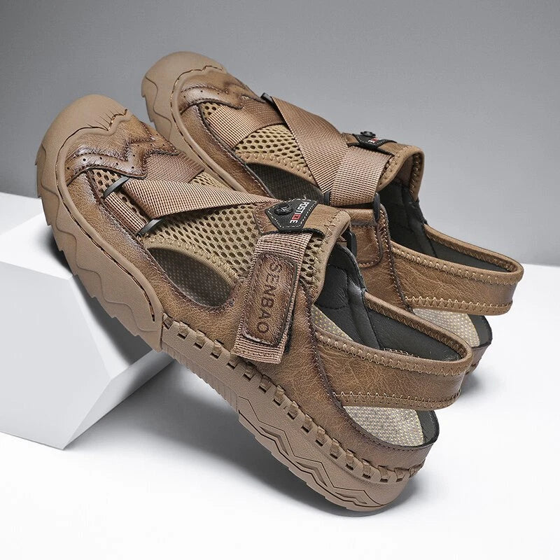 Summer Fashion Leather Breathable Beach Sandals Non-slip Casual Slipper