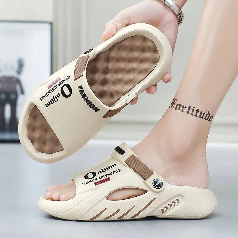 New Men Slippers 2025 Summer Soft-soled Platform Slides Sandals Beach Flip Flops