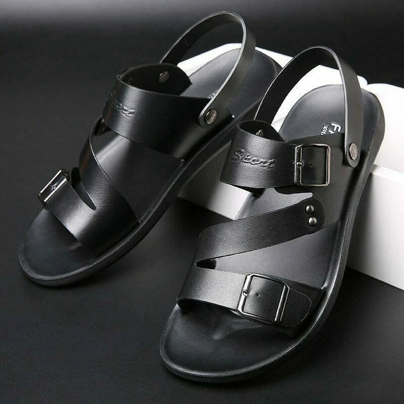 Mens faux Leather Summer Sandals outdoor beach Casual Shoes slipper Sandles
