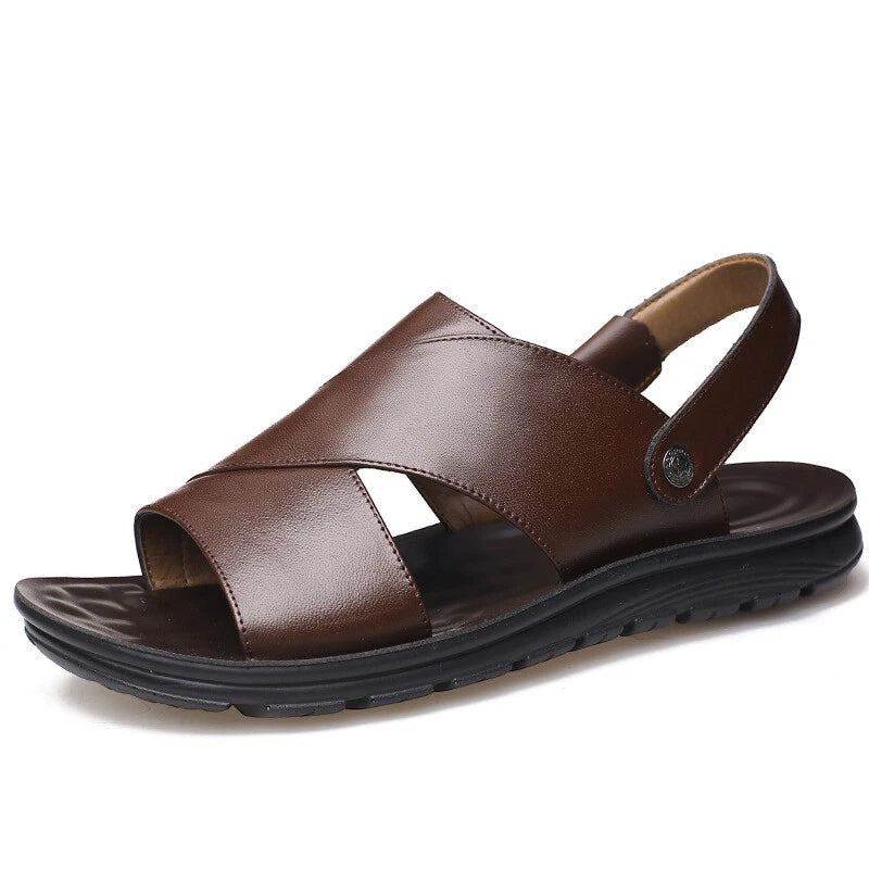 Summer Mens Slippers Slip-On Sandals Casual Pu Leather Shoes New Open Toe Beach