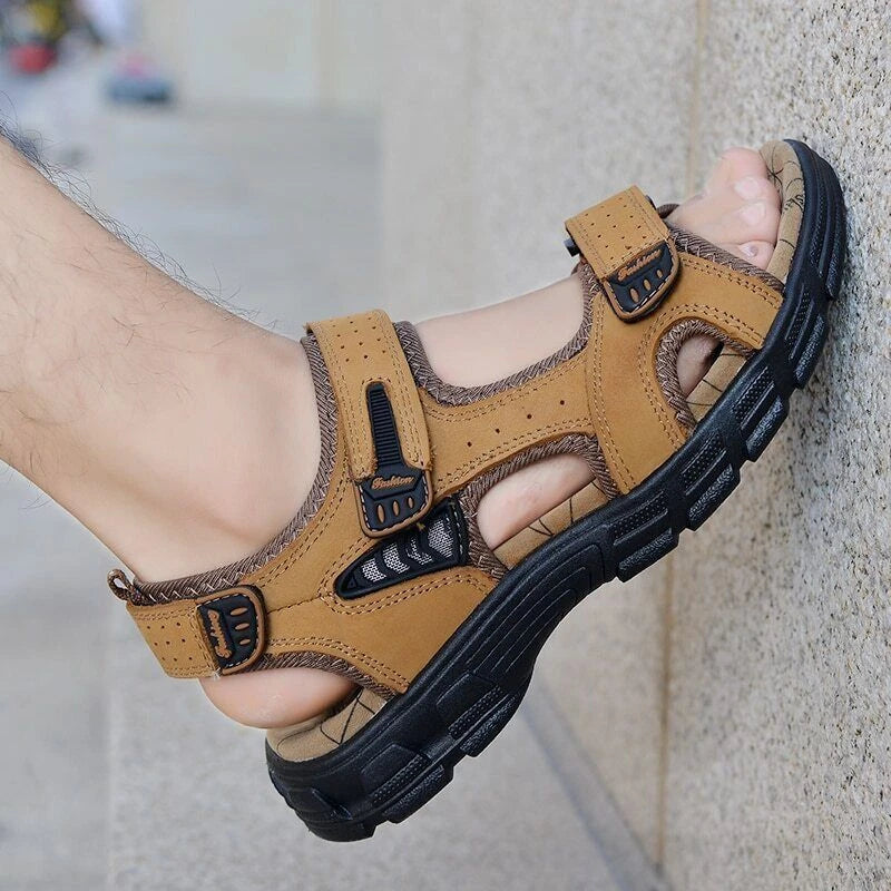Summer Outdoor Fashion Men's Sandals Genuine Leather Beach Soft Slippers