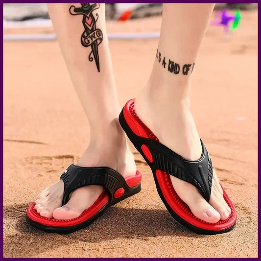 Massage Flip Flops for Men Summer Breathable Beach Shoes Sandals Men Luxury Flip