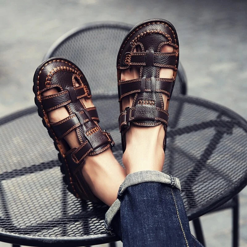 Leather Sandals Summer Outdoor Handmade Sandals Comfortable Beach Slipper