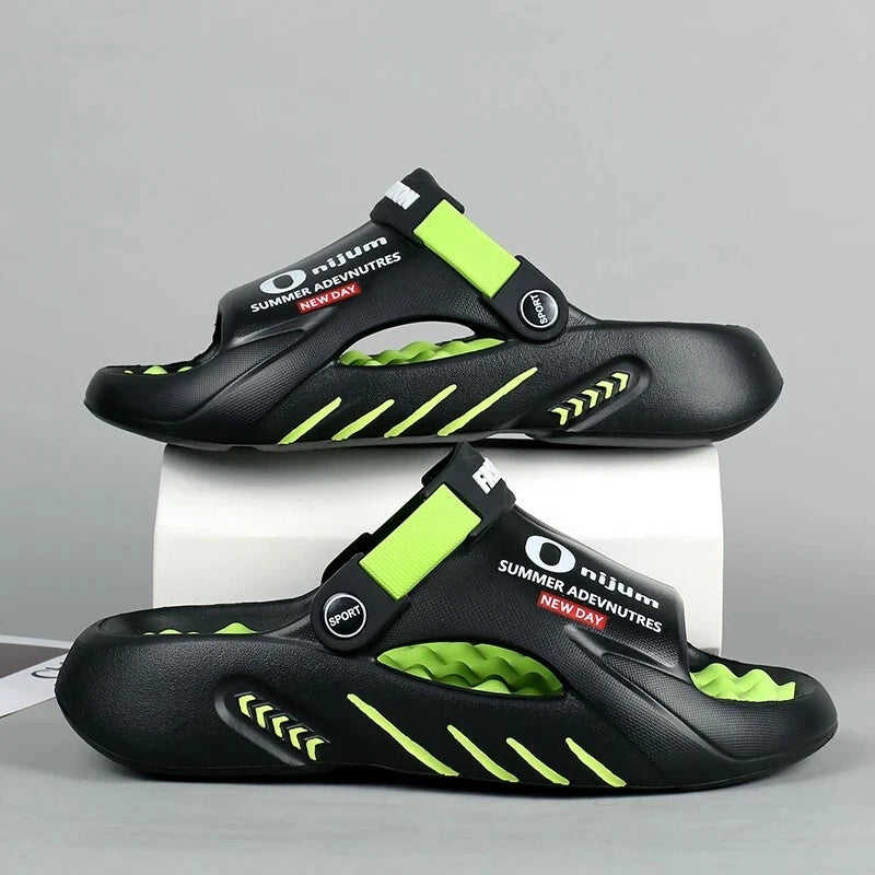 New Men Slippers 2025 Summer Soft-soled Platform Slides Sandals Beach Flip Flops